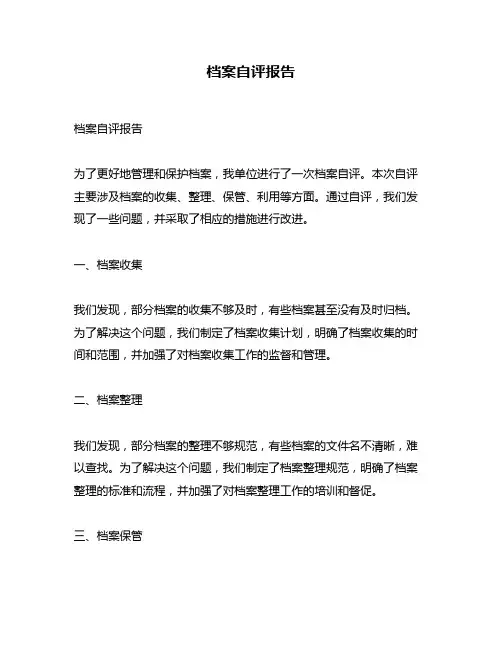 档案自评报告