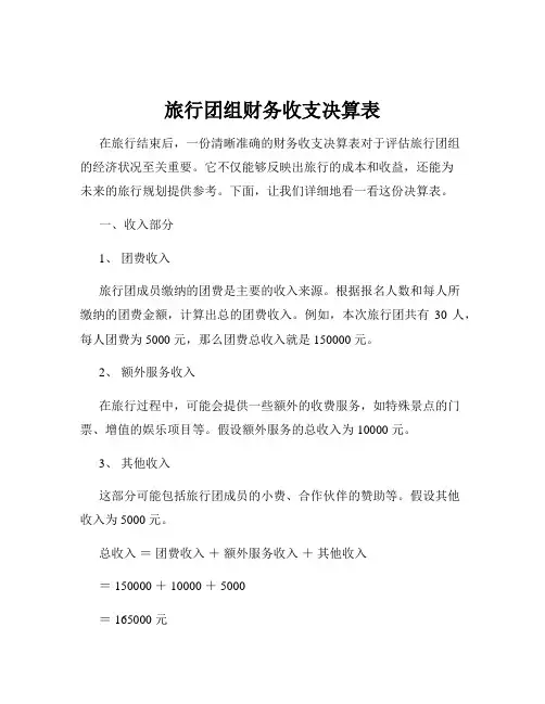 旅行团组财务收支决算表