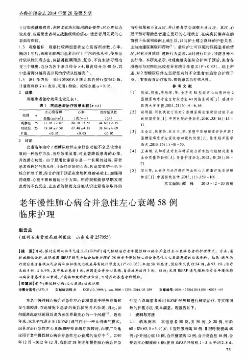 老年慢性肺心病合并急性左心衰竭58例临床护理