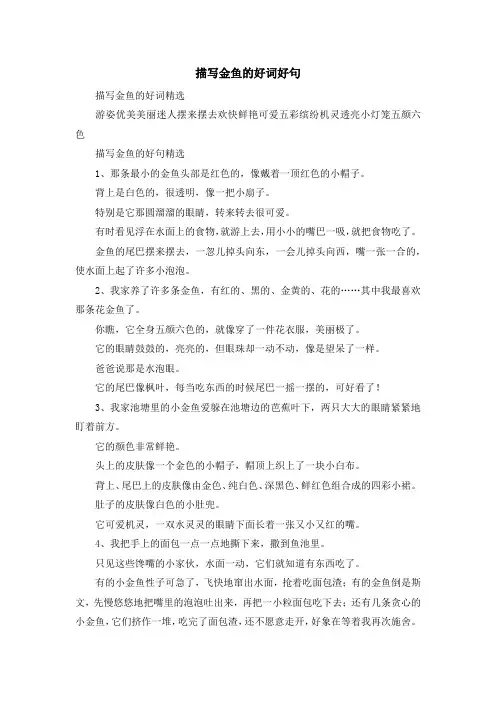最新-描写金鱼的好词好句 精品