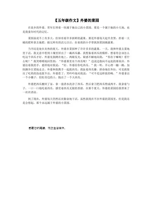 【五年级作文】外婆的菜园