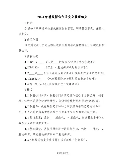2024年射线探伤作业安全管理细则（三篇）