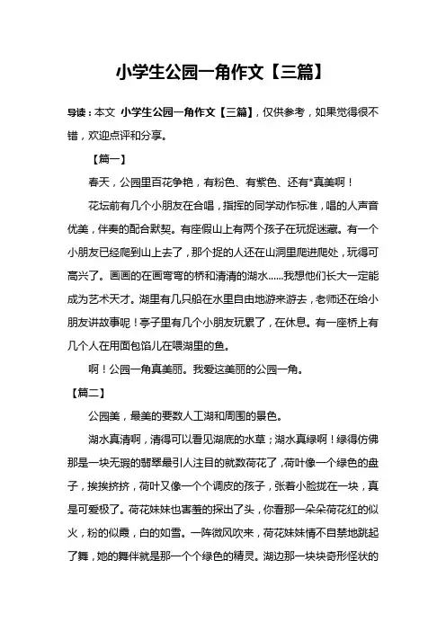 小学生公园一角作文【三篇】