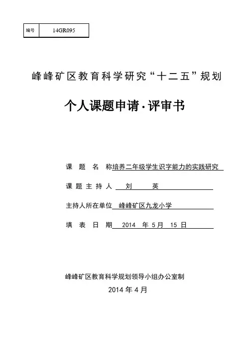 个人课题申请评审书