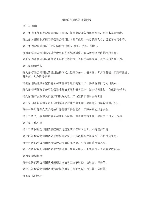 保险公司团队的规章制度