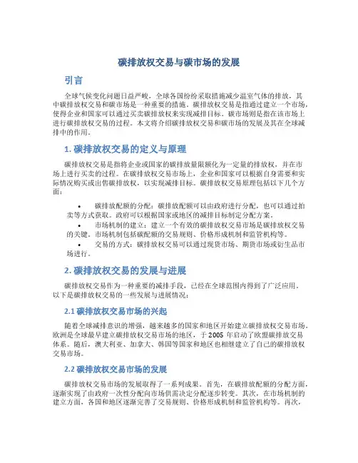 碳排放权交易与碳市场的发展