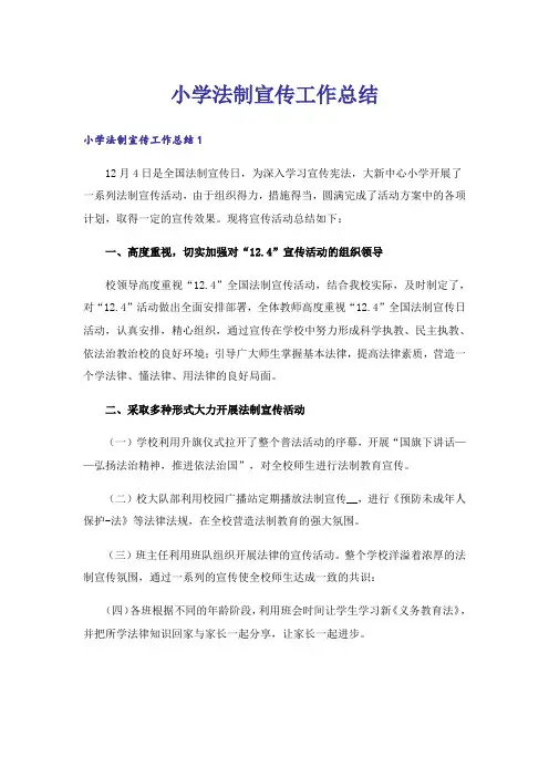 小学法制宣传工作总结