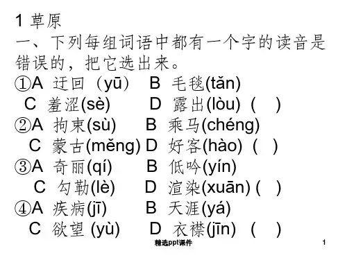 人教版五年级语文下册课文精选练习题ppt课件