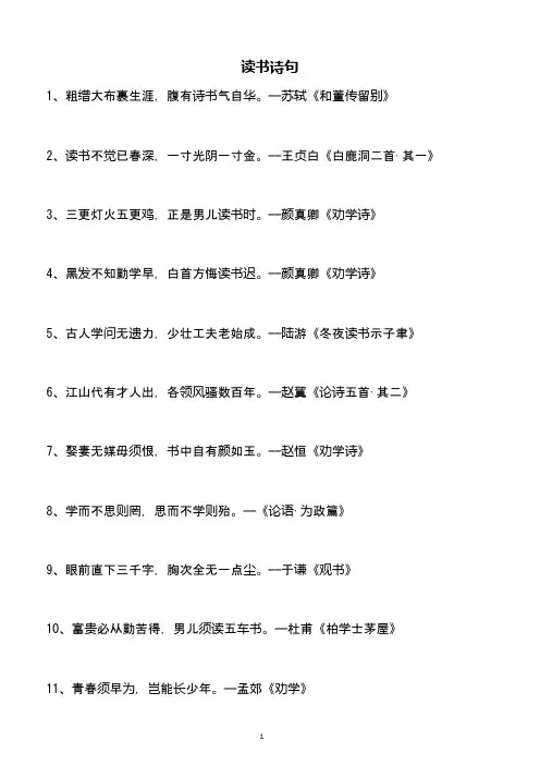 读书诗句大全