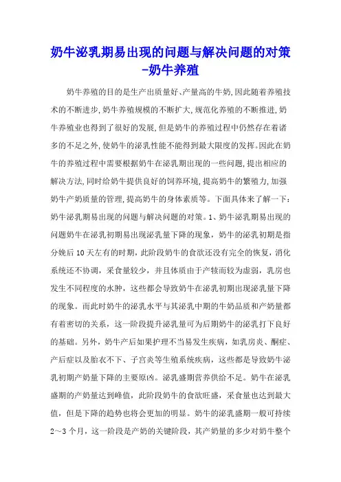 奶牛泌乳期易出现的问题与解决问题的对策 - 奶牛养殖