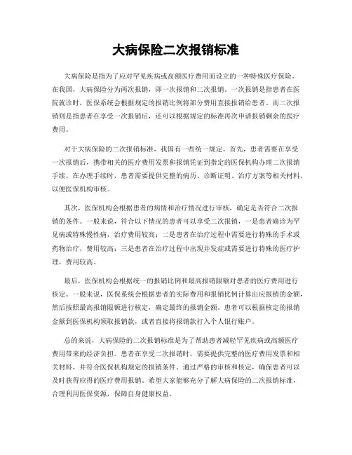 大病保险二次报销标准