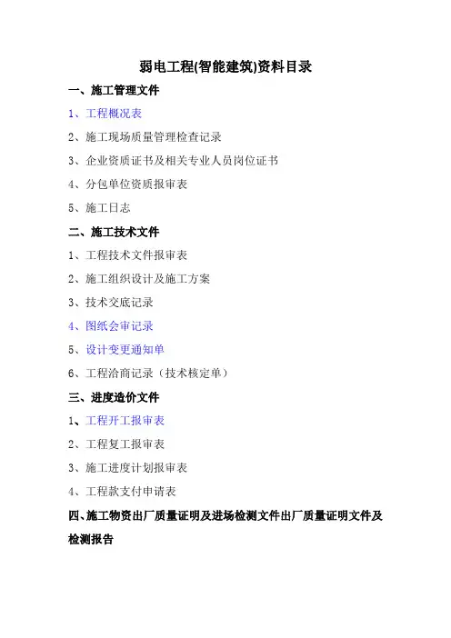 弱电工程资料归档目录