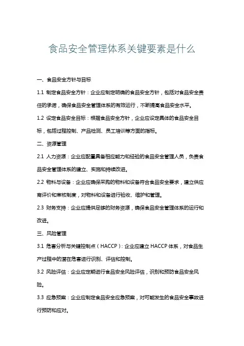食品安全管理体系关键要素是什么