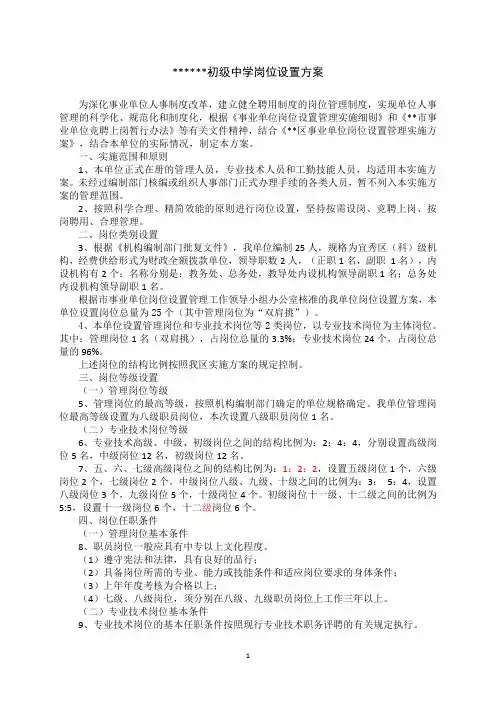 初级中学岗位设置方案
