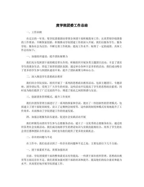 度学院团委工作总结