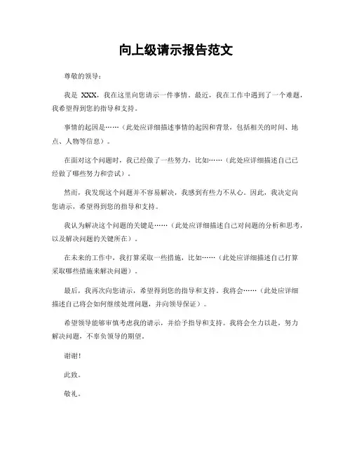 向上级请示报告范文