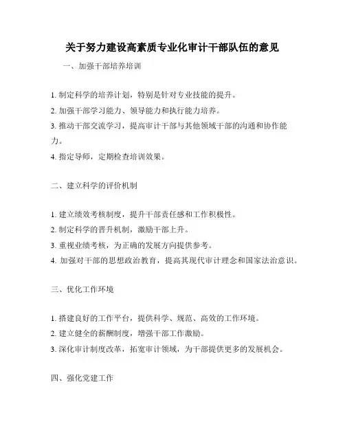 关于努力建设高素质专业化审计干部队伍的意见
