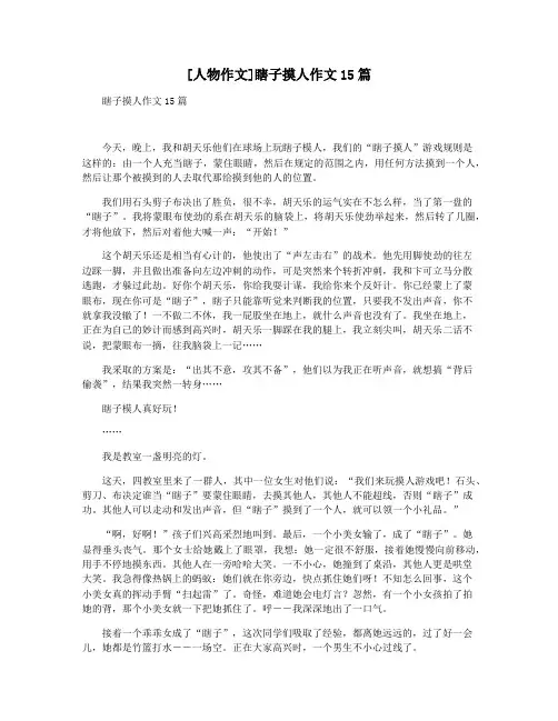 [人物作文]瞎子摸人作文15篇