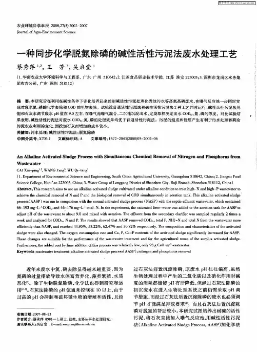 一种同步化学脱氮除磷的碱性活性污泥法废水处理工艺