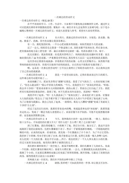 一次难忘的劳动作文