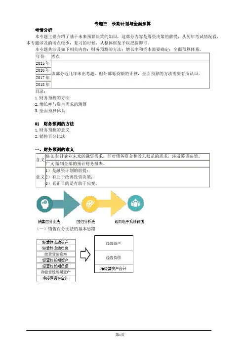 注册会计师综合阶段-《财务成本管理》-专题三 长期计划与全面预算
