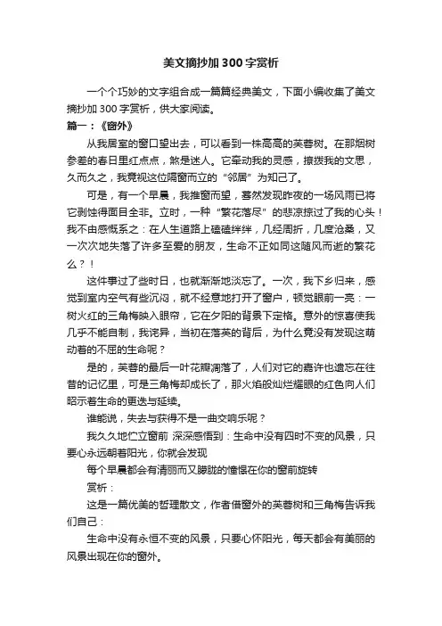 美文摘抄加300字赏析