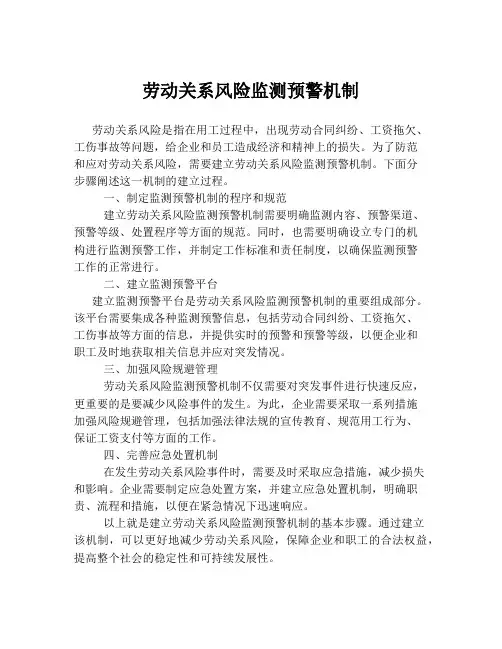劳动关系风险监测预警机制