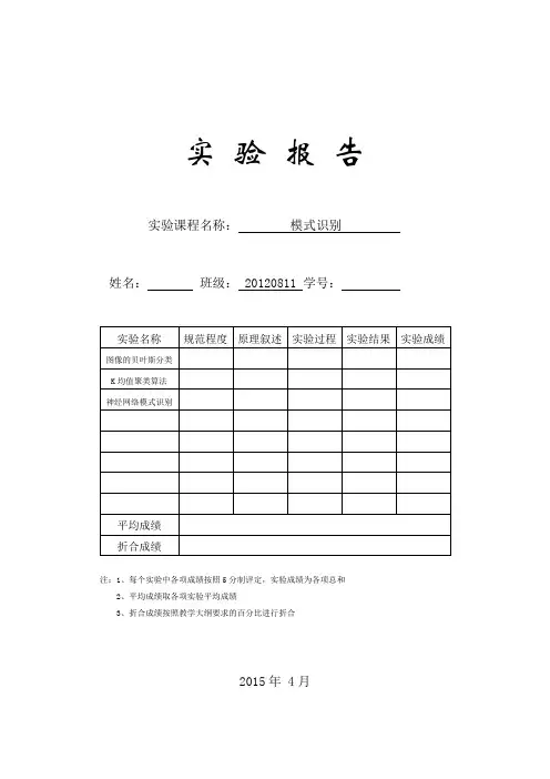 哈尔滨工程大学 模式识别实验报告