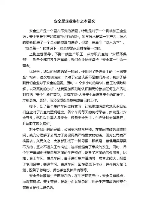 安全是企业生存之本征文
