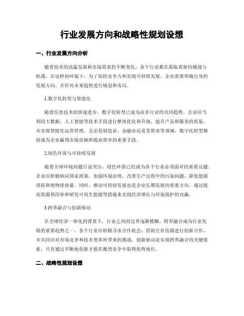 行业发展方向和战略性规划设想