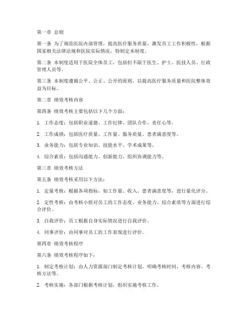 医院绩效管理制度方案范本