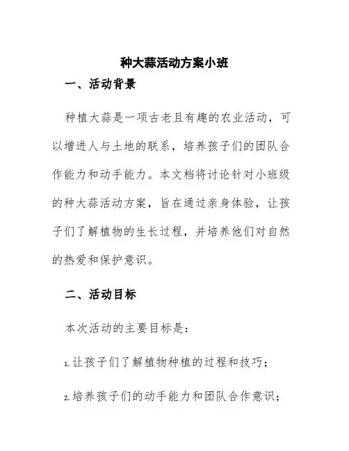 种大蒜活动方案小班