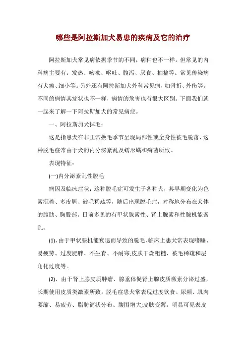 哪些是阿拉斯加犬易患的疾病及它的治疗
