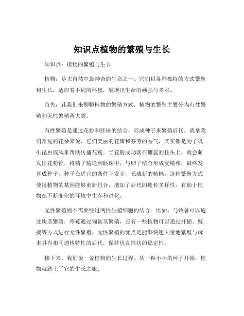 知识点植物的繁殖与生长