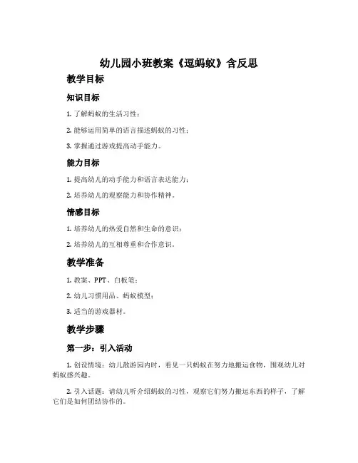 幼儿园小班教案《逗蚂蚁》含反思