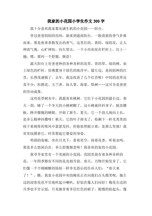 我家的小花园小学生作文300字