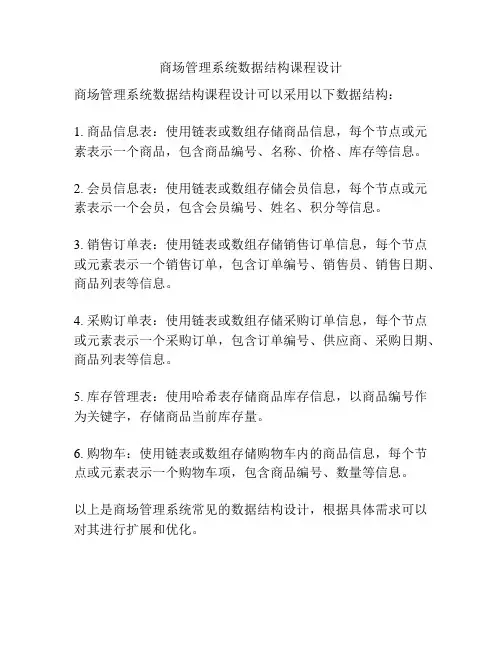 商场管理系统数据结构课程设计