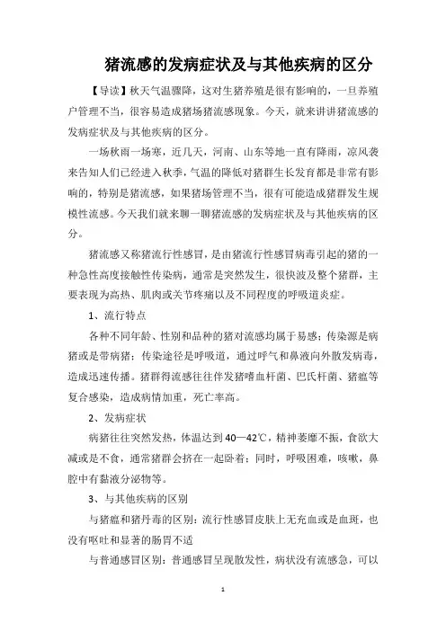 猪流感的发病症状及与其他疾病的区分