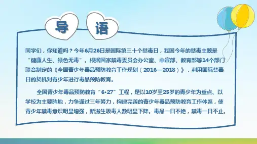 全国禁毒日主题教育青少年毒品预防宣传禁毒图文PPT课件