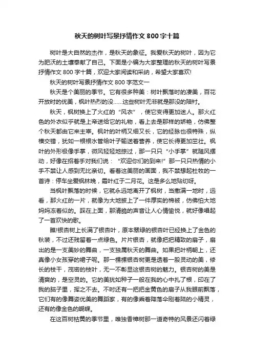 秋天的树叶写景抒情作文800字十篇