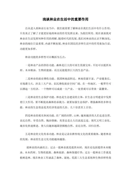 浅谈林业在生活中的重要作用