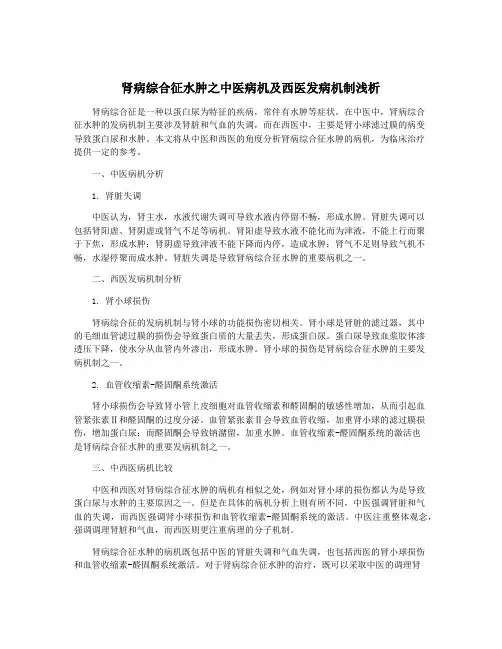 肾病综合征水肿之中医病机及西医发病机制浅析