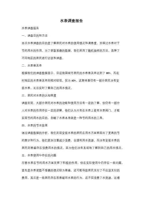 水表调查报告