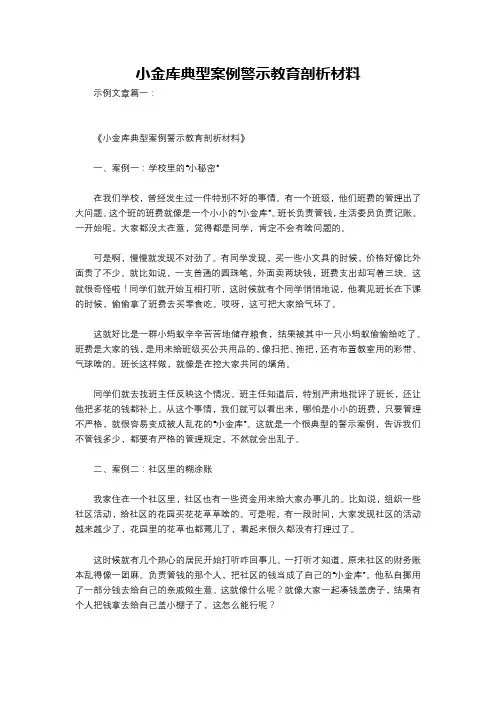 小金库典型案例警示教育剖析材料