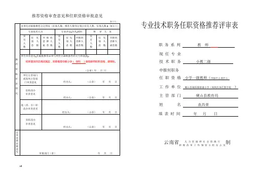 专业技术资格推荐评审表(范例)