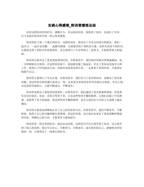 实践心得感想_特训营感想总结