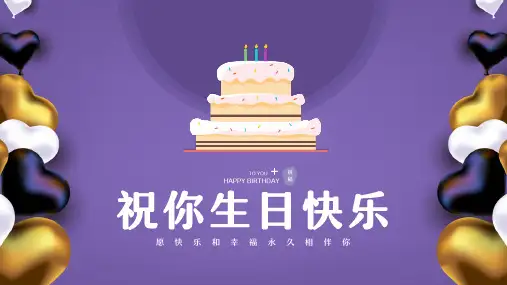 紫色简约风生日祝福生日会PPT模板