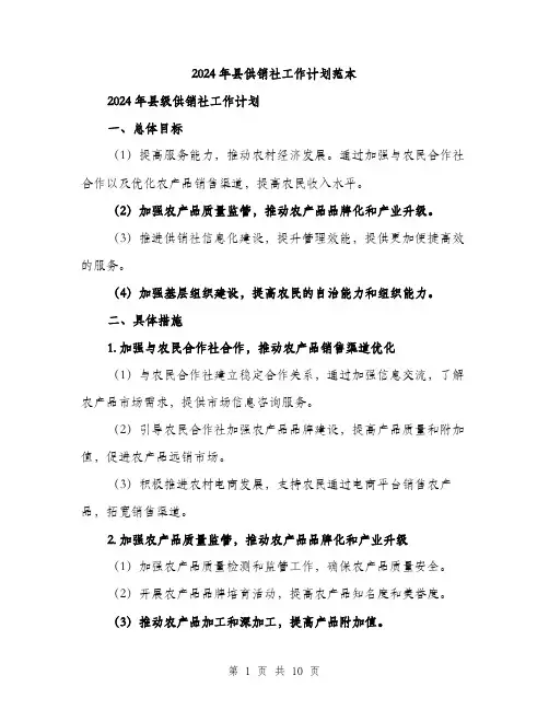 2024年县供销社工作计划范本(3篇)