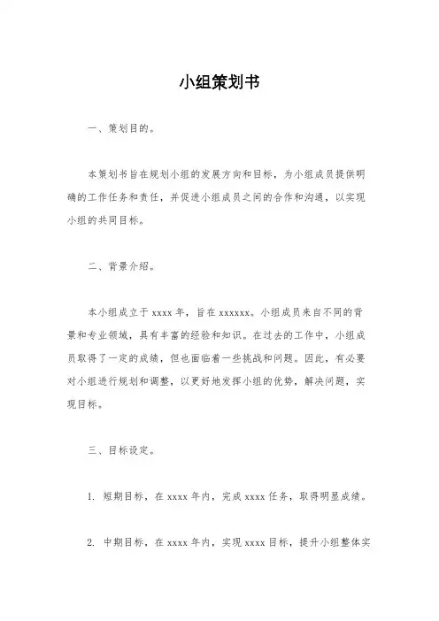 小组策划书