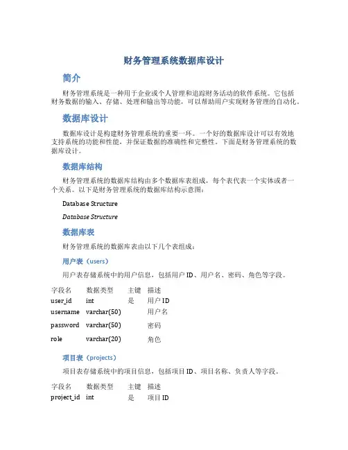 财务管理系统数据库设计